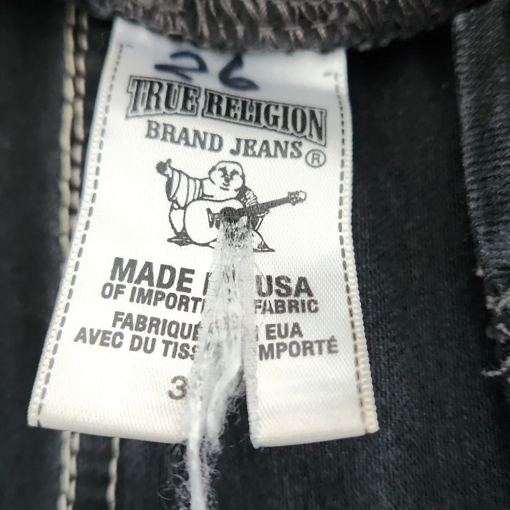 True Religion Joey Frayed Black Jeans Shorts - Picture 6 of 10